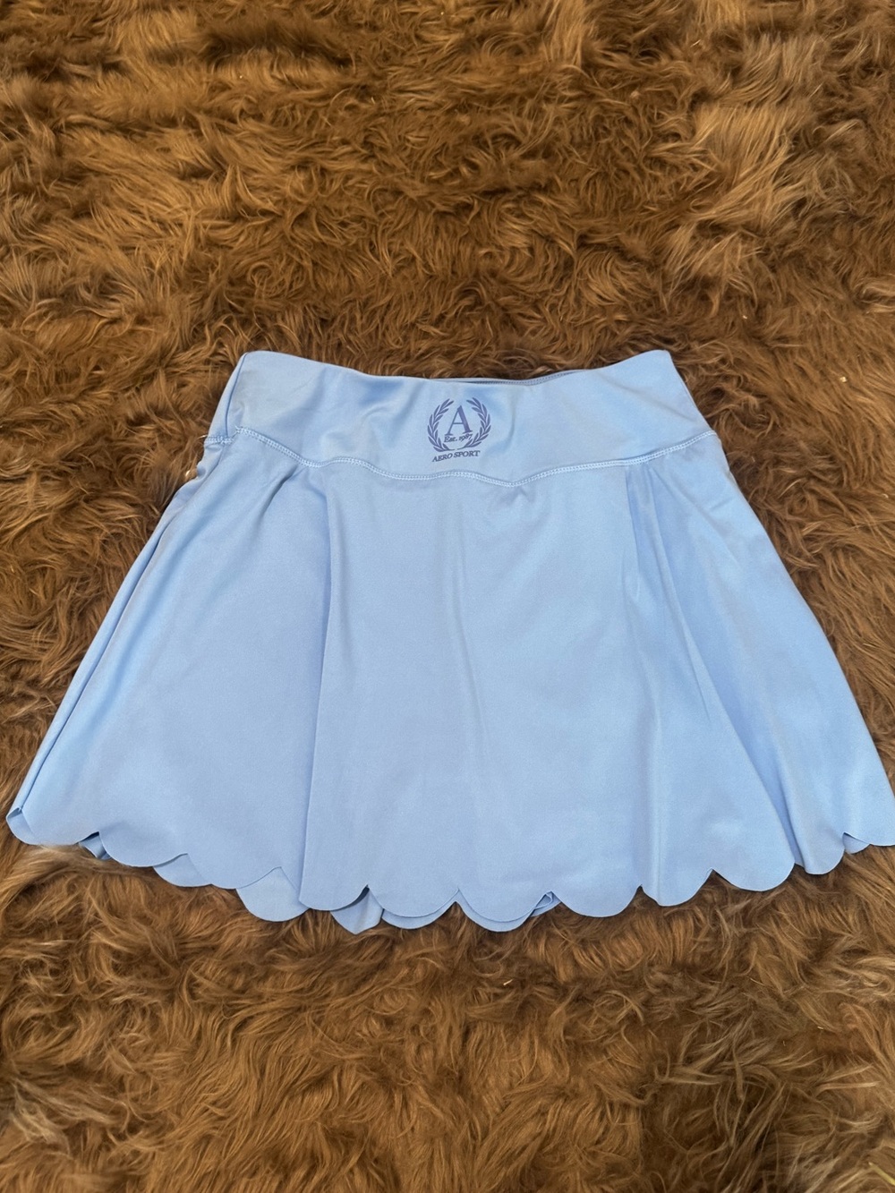 Baby blue mini athletic mini skort monogram emblem waistband Aeropostale
